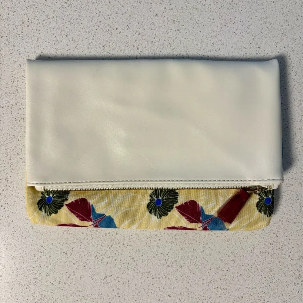 Rachel Pally Reversible Leather and Canvas Zippered Clutch I5
